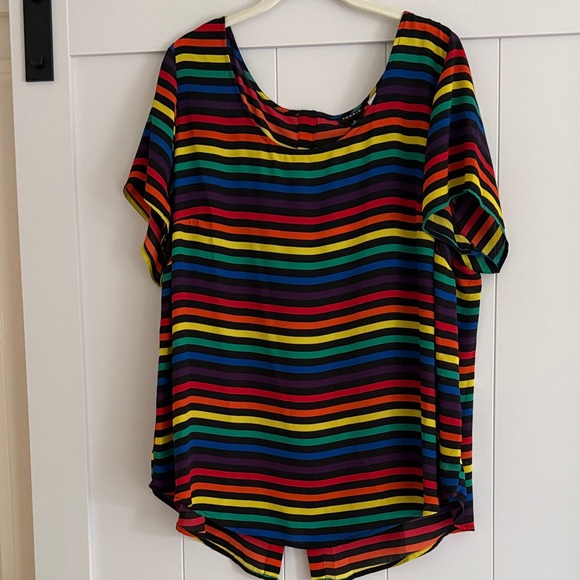 torrid Tops - Torrid Rainbow Striped Short Sleeve Top